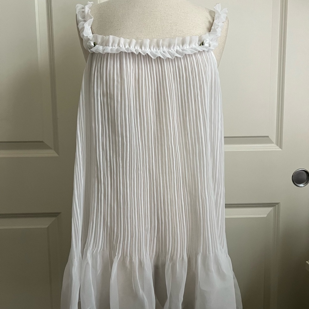 Victoria's Secret White Pleated Chiffon Chemise Slip